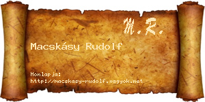 Macskásy Rudolf névjegykártya